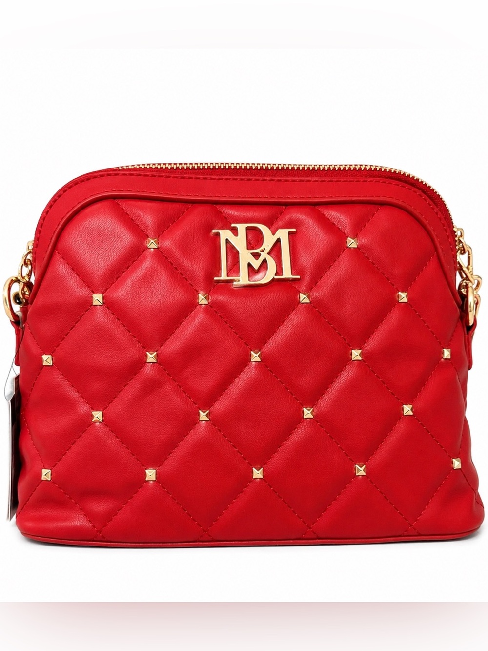 Badgley Mischka Quilted Luxe Crossbody in Red with Gold Hardware